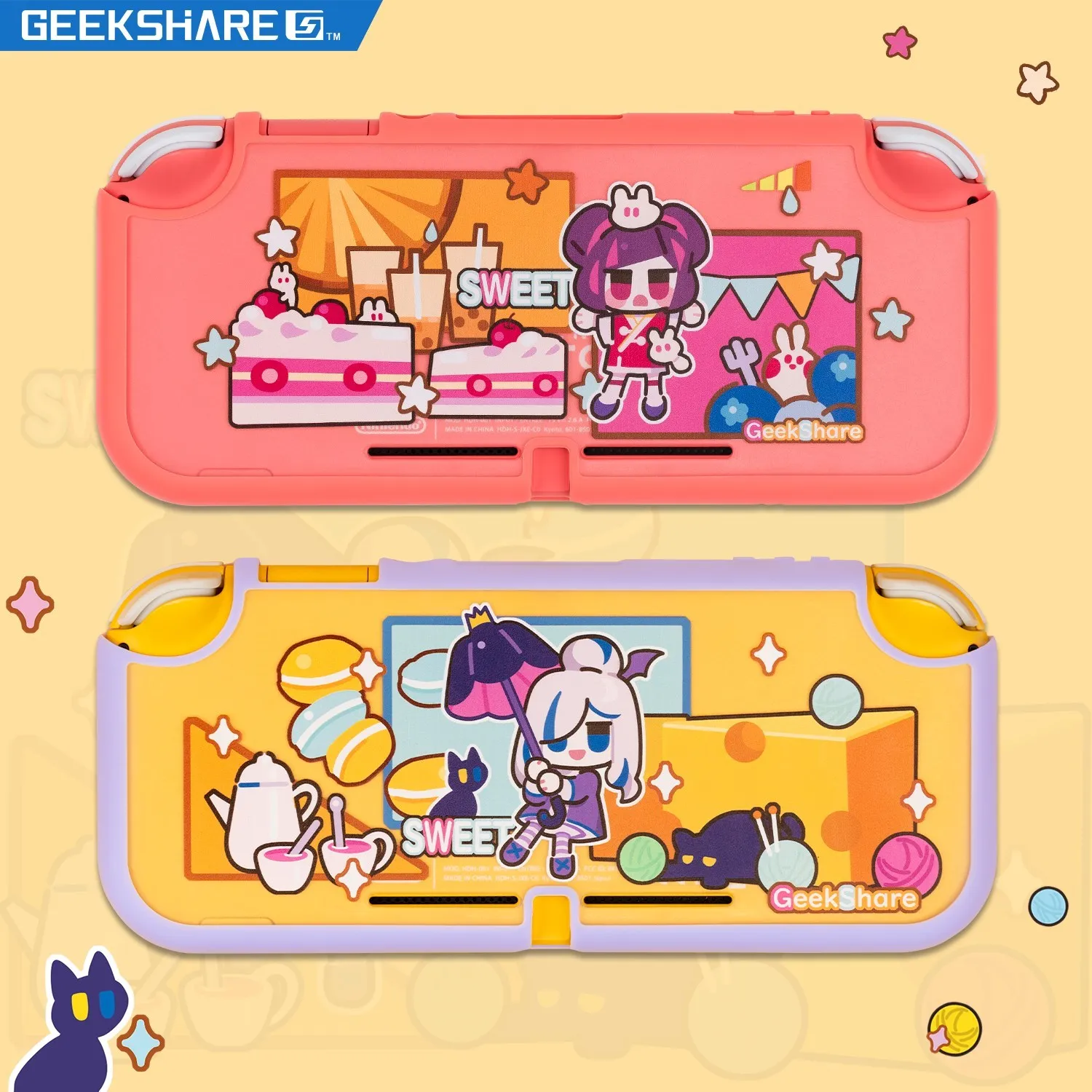 GeekShare Nintend Công Tắc Lite Bảo Vệ TPU Ốp Lưng Hoạt Hình Ngọt Quàng Nam Trà Lưng Girp Full Cover Nintendo Switch Lite Vỏ Mềm Mại