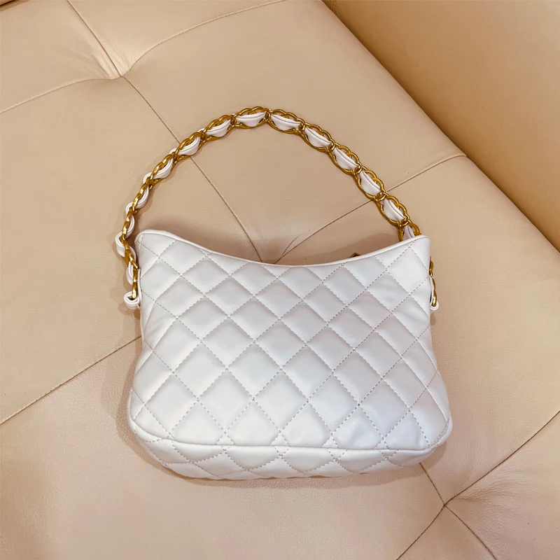  Embroidered Hobo Leather Shoulder Bag Women's Casual Chain Handle Soft Bag Young Leisure Fashion Korean Style