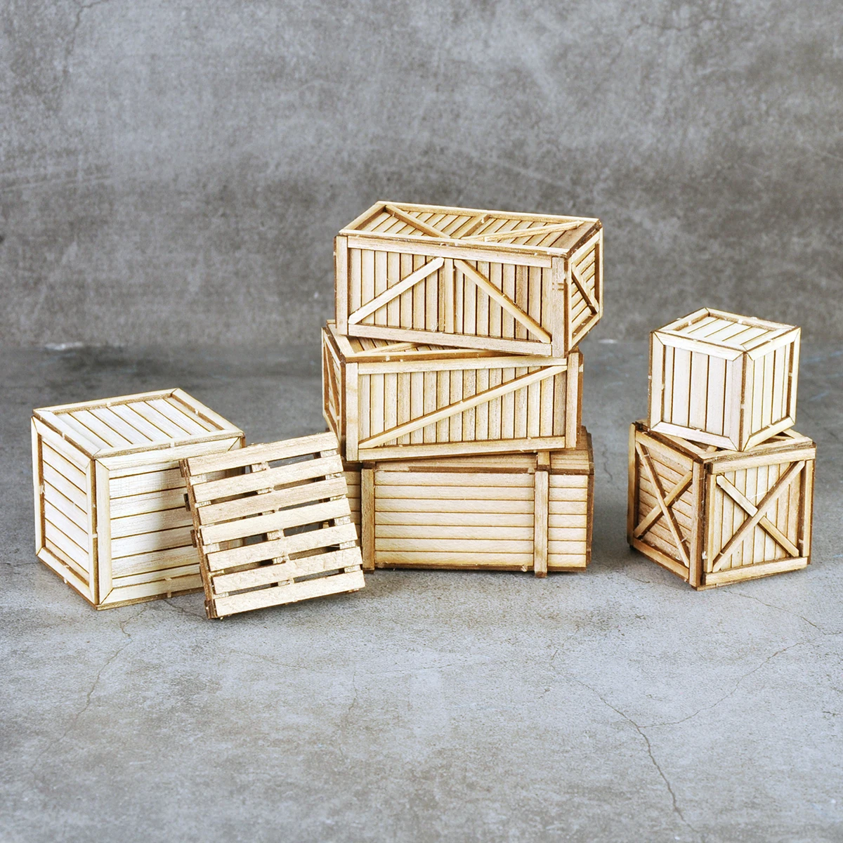 Modellbausatz im Maßstab 1:35, Holzkiste, längliche Box, quadratische Box, Korb, Munitionstruhe, Frachtpaletten, Diorama-Modelle, 4 Stück – Detail 1