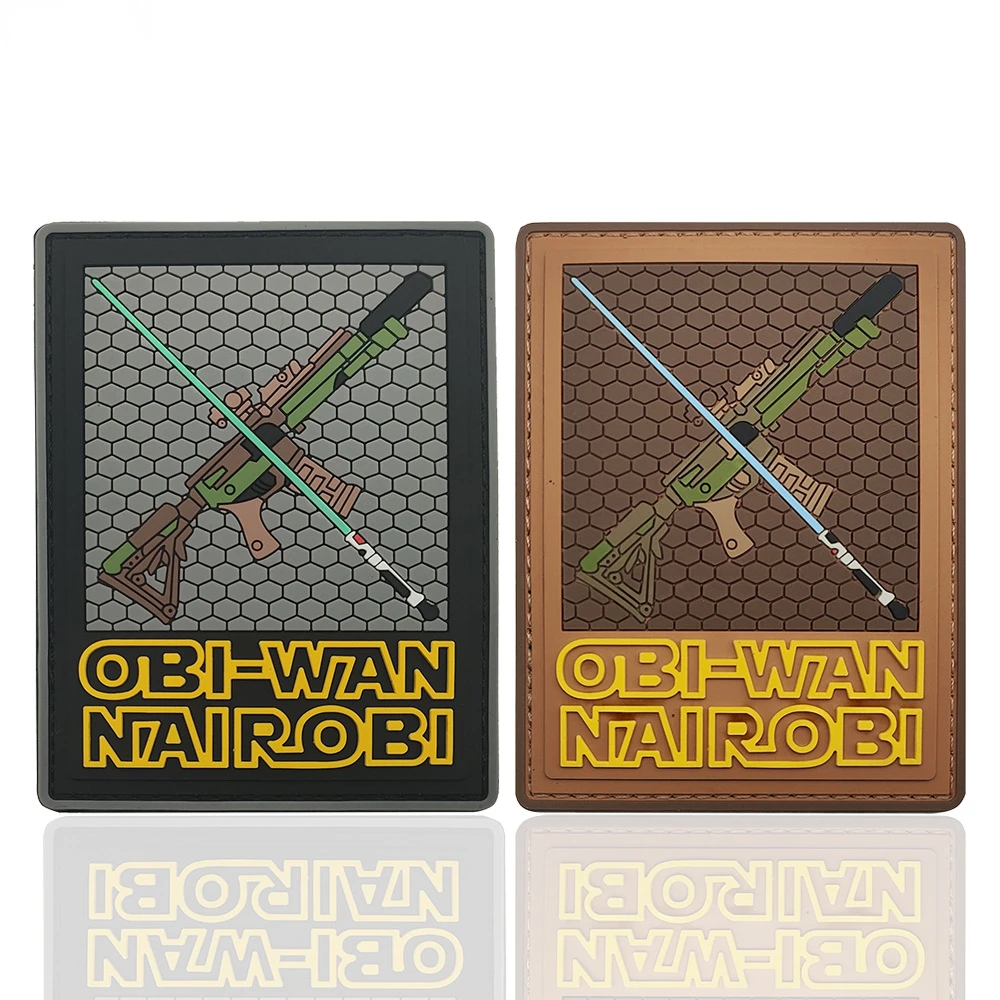 OBI WAN NAIROBI Nairobi Héroes PVC sable de luz y Rifle pegamento suave pegatina mágica insignia moral insignia