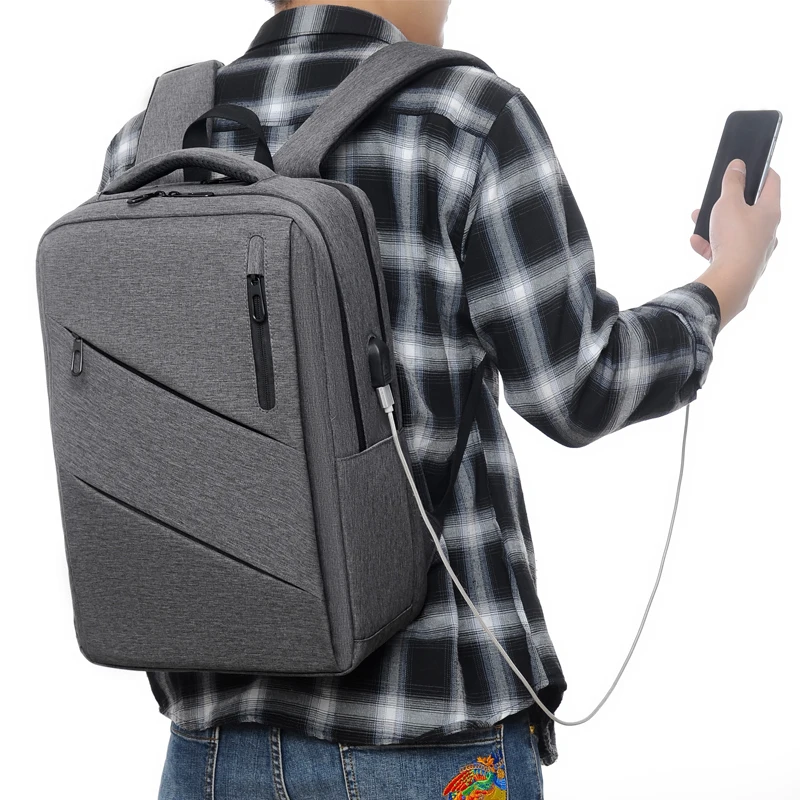 Rilistart-mochila de negocios para hombre, bolsa de almacenamiento con puerto USB, gran capacidad, ligera