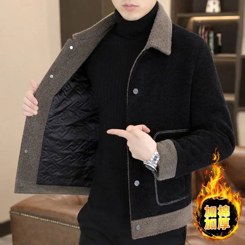 

2023 Winter Thicken Warm Woolen Jacket Men's Korean Slim Fit Casual Business Trench Coat Social Streetwear Overcoat Men Clothing