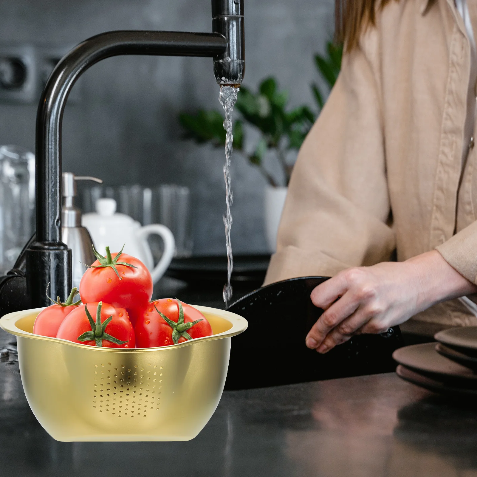 

Stainless Steel Kitchen Vegetable Fruit Draining Basket Metal Filter Rice Washing Fine Mesh Strainer Bowl Colander