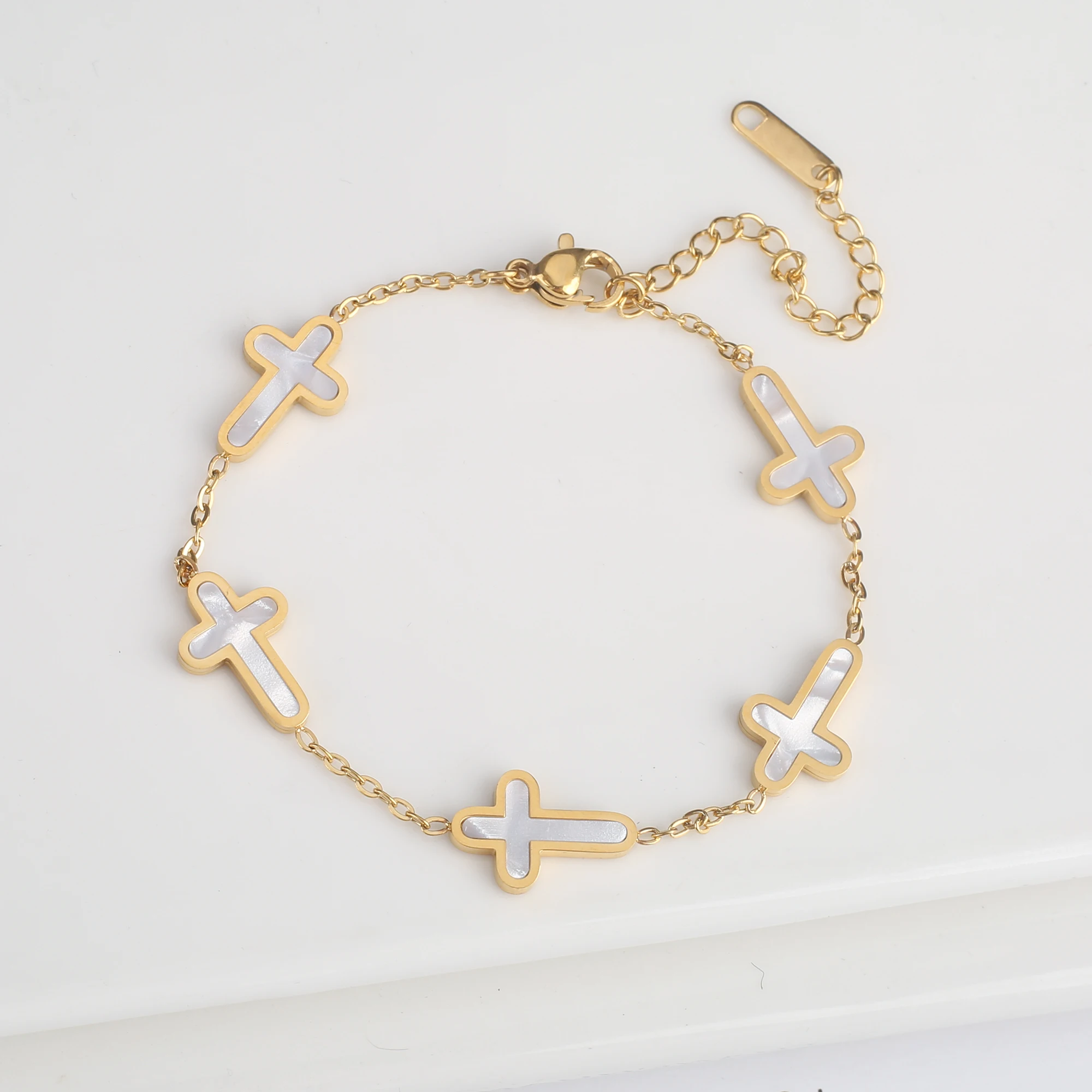 NONE Bracelets croisés en acier inoxydable pour hommes et femmes, cadeaux religieux croisés, bijoux de fête d'anniversaire, anti-allergie, mode