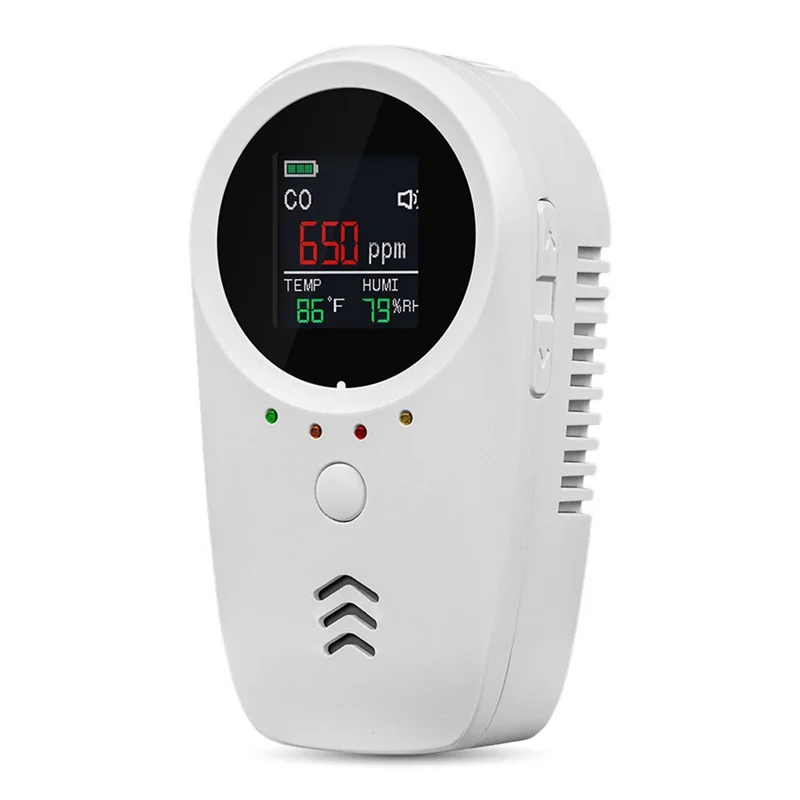 【ADD TO CART 】US PLUG Safety Alarm With HD Display For Home, Apartment& Villa Gas, Carbon Monoxide, Temperature& Humidity Detect