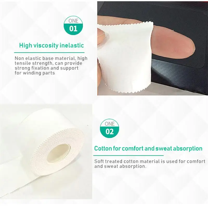 Bandage élastique en coton blanc pour post-blessure brûlante, adhésif de qualité supérieure, physio musculaire, sport, 1 pièce, 2 pièces