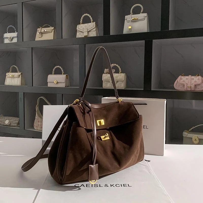 

CAEISL&KCIEL Retro Handbag Large Capaci oulder Tote Bag for Women Casual Lo Bule Closure Soft Surface Leather