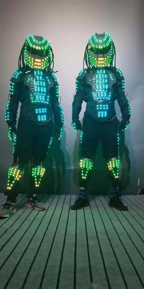 Traje de robot LED, traje de luz led para baile, ropa de actuación, ropa de escenario, traje luminoso