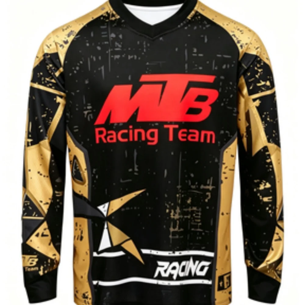 Team Long-sleeve Sports Shirt Breathable Quick-dry Fabric for Mountain Biking & Casual Wear Trendy Printed Design view 3