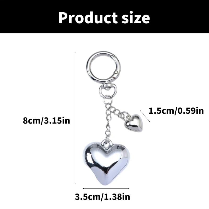 Contemporary Love Heart Heart Keychain Charm Pendant Polished Sturdy Alloy Suitable for All Ages Unisex Casual Wear