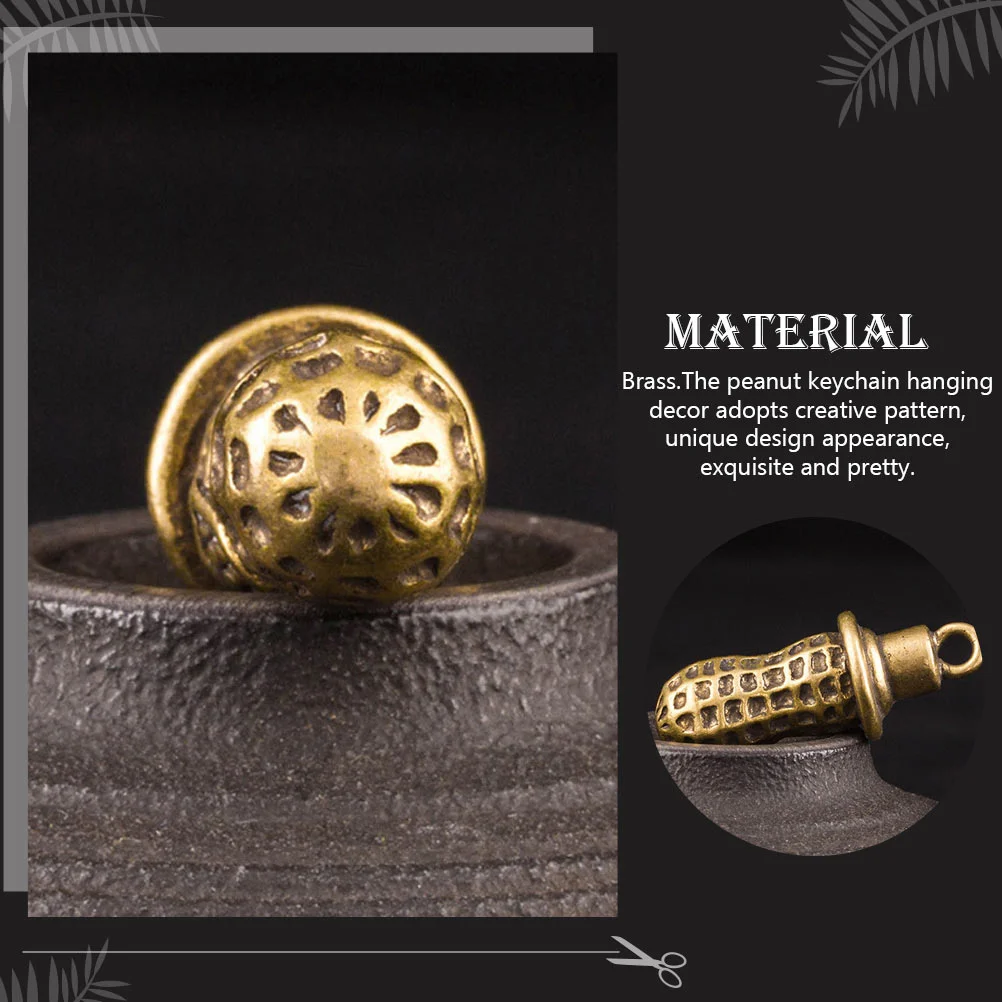 2개의 독창적인 땅콩 모양 열쇠고리, 독특한 황동 펜던트 DIY 참, 자동차 키링, 가방, 여행 가방 장식용 쥬얼리