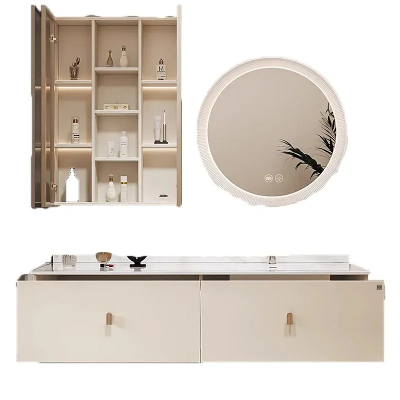 Storage Light Mirror Cabinets Round Vanity Makeup Jewelry Display Mirror Cabinets Bedroom Espelho Armario Home Furnitures image 6