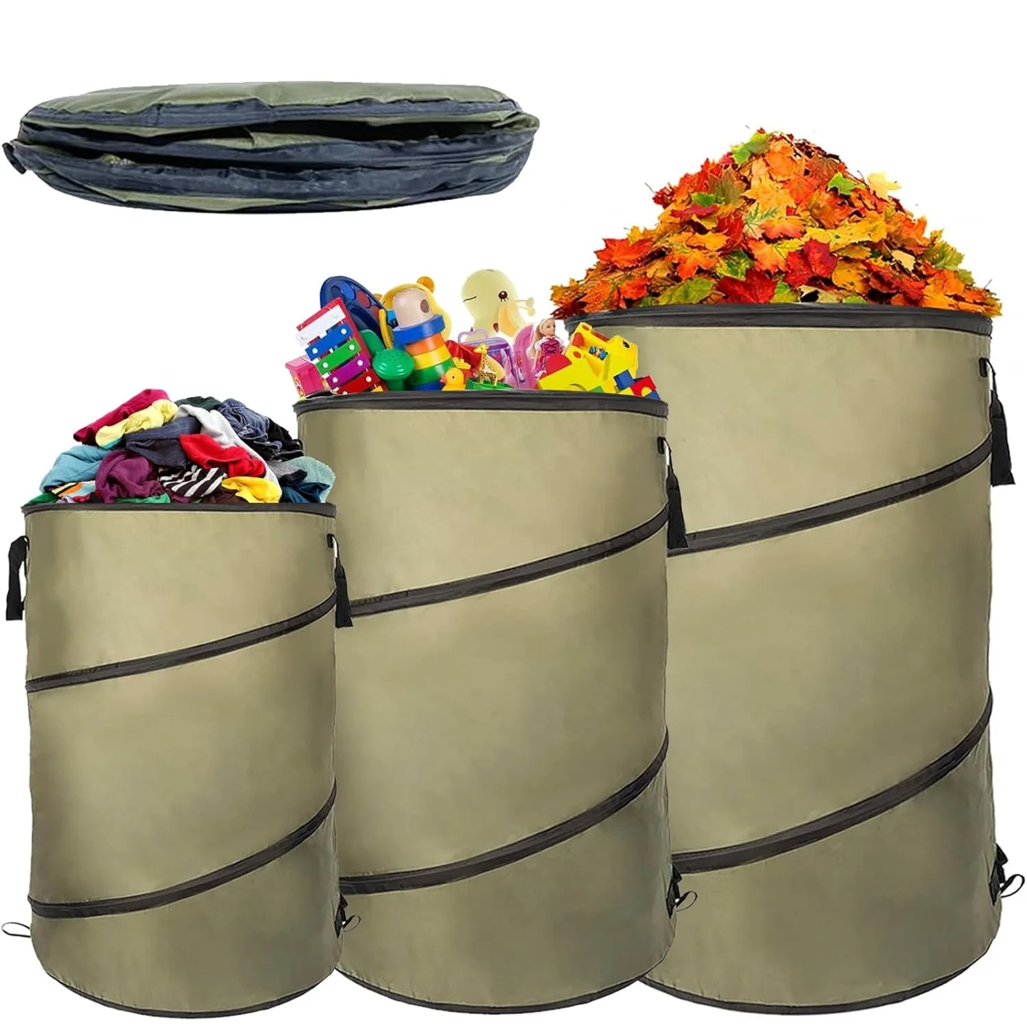 

Collapsible Yard Leaf Waste Bags (with a storage bag), Outdoor Camping Party Waste Container, Stays Trash Can with Handle Fold