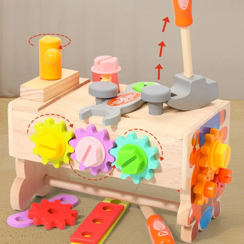 

Wood Kids Wooden Tool Box Toy Toolbox Montessori Puzzle Disassembly Set Pretend Play Tools DIY Simulation Repair Tool