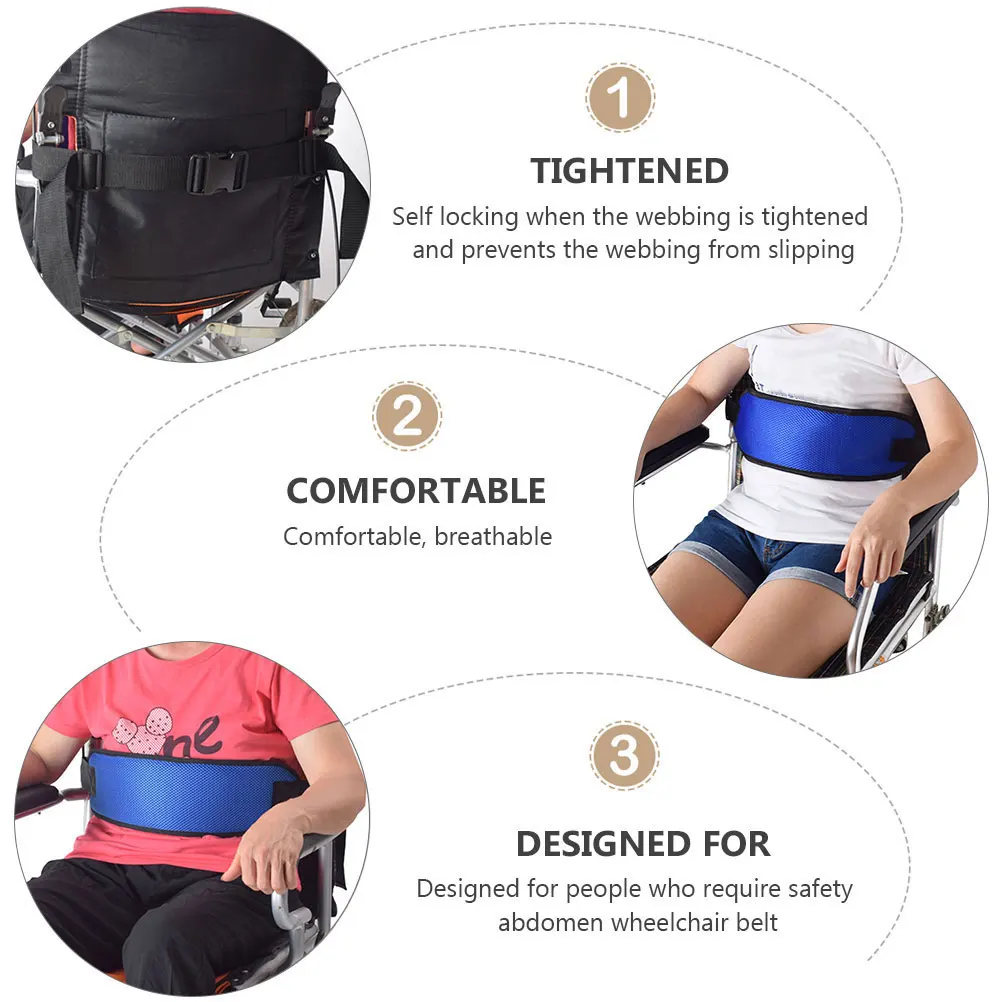 

Elastic Wheelchair Harness for Elderly Adults with Safety Abdomen Straps Breathable Nylon Mesh Material
