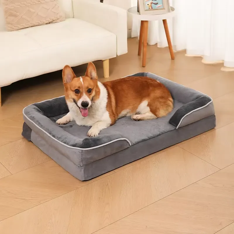 Custom Simple Fun Rectangle Orthopedic Memory Foam Kennel Bed Modern Anti Compression Pet Cat Mat