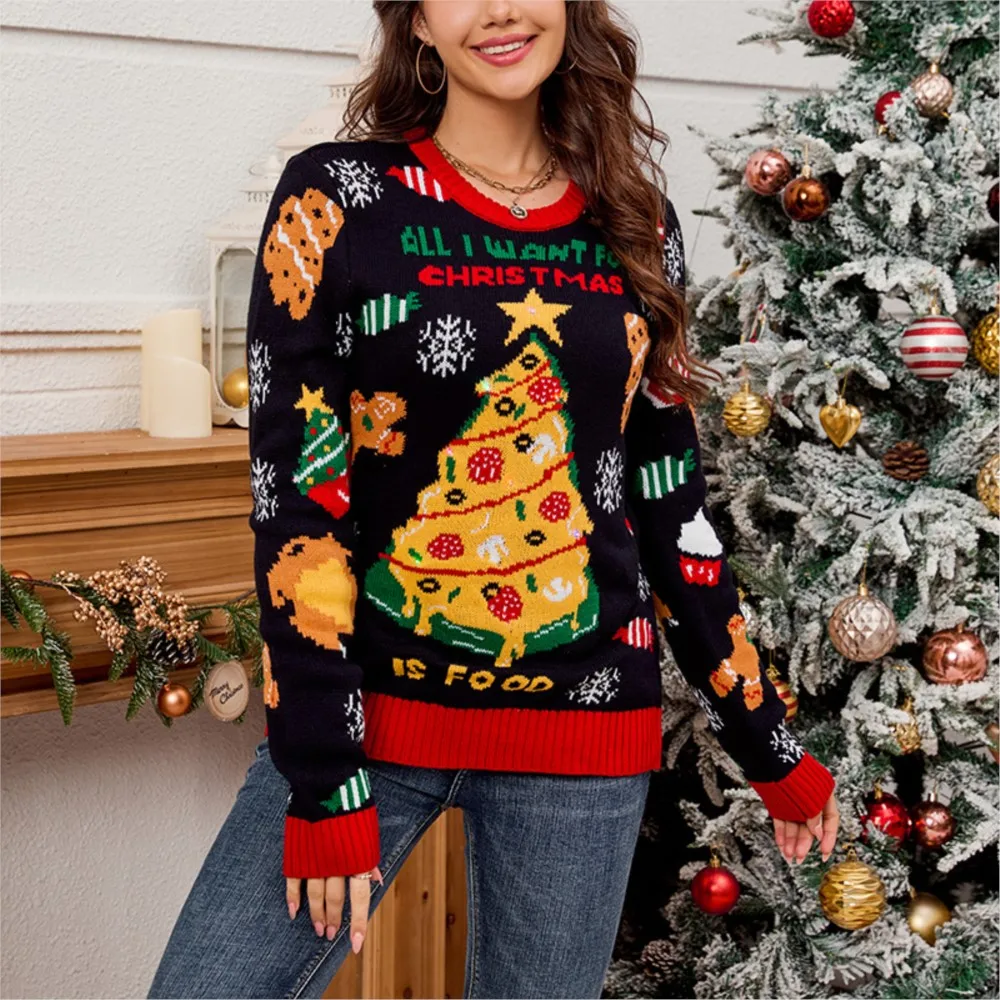 Fashion Trendy Christmas Knitted Sweaters Women Color LED Light Christmas Style Knitting Pullover Sweater Lady Autumn Winter New