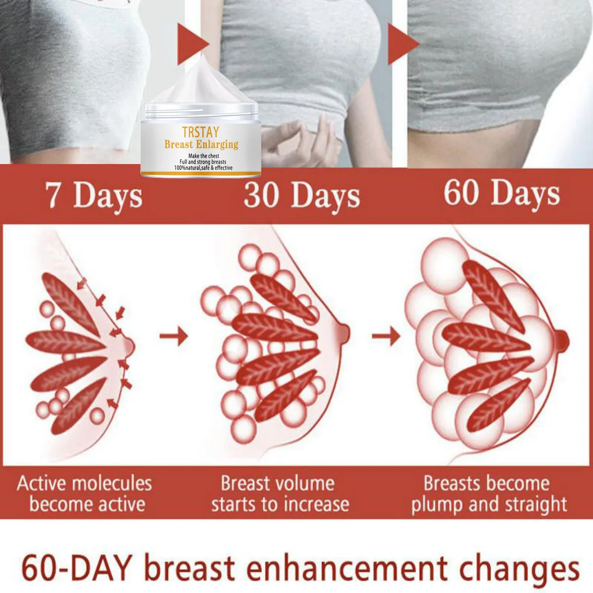 Sexy Breast Enhancement Cream Firming Improve Sagging Big Bust Enlarging Massage Fast Growth Bigger Chest Body Care for Women