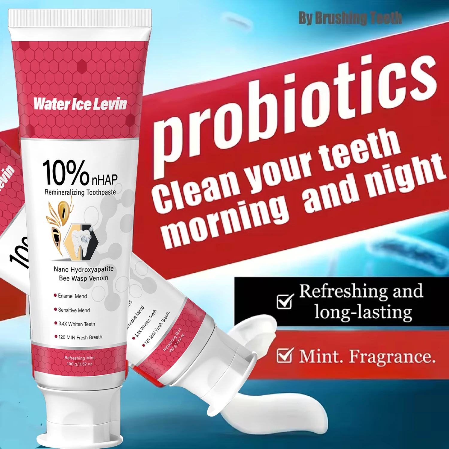 Whitening Toothpaste 100g with Nano Hydroxyapatite & Vitamin C - Enamel Strengthening Sensitive Care Long Lasting Fresh Breath