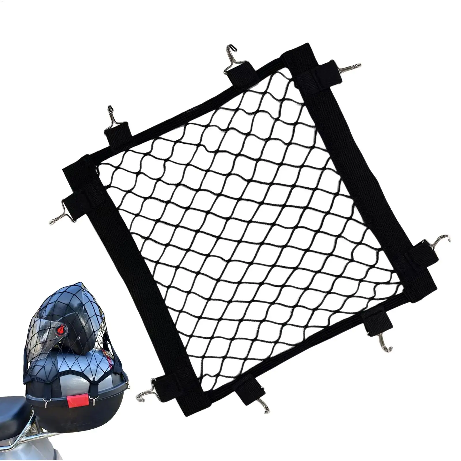 Cargo luggage Net with 4 Adjustable Hooks Rotatable Motorcycle Net Supplies Cargo Net Bicycle Luggage