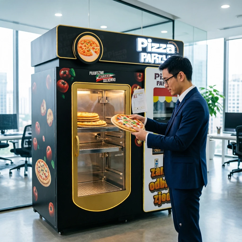 Coin Operated Commercial Pizza Vending Equipment Adjustable Baking Time Cloud Data Statistics 24h Fast Food Vending Unit
