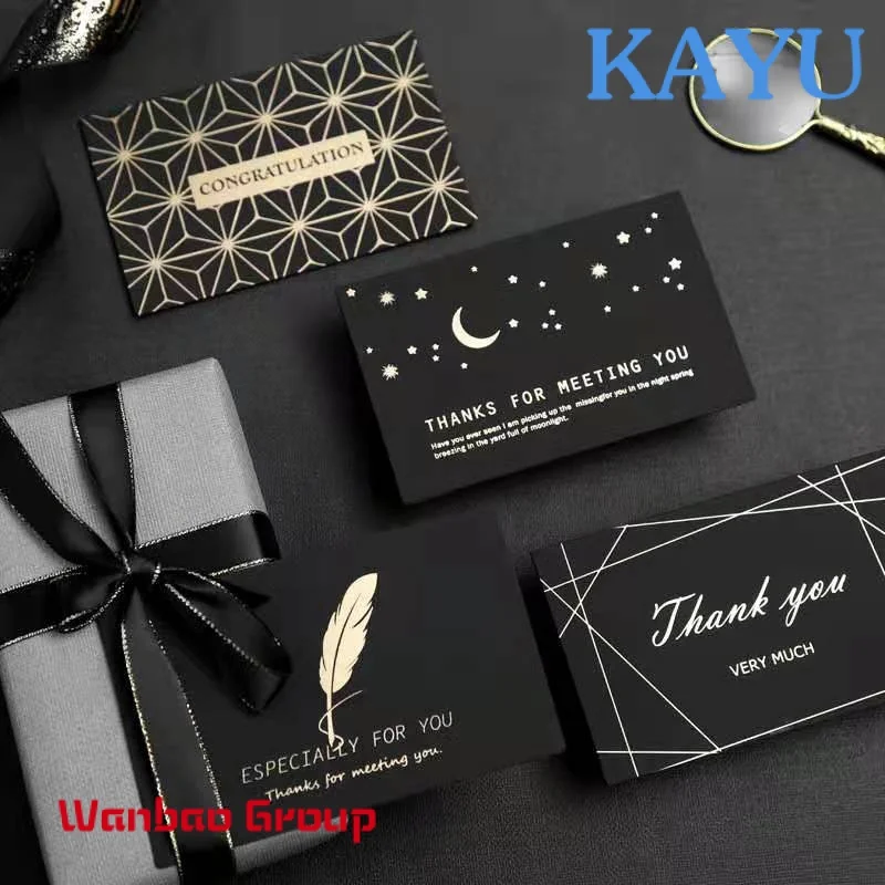 

Custom Wholesale Luxury Black Gold Foil Birthday Gift Card Business Thank You Card