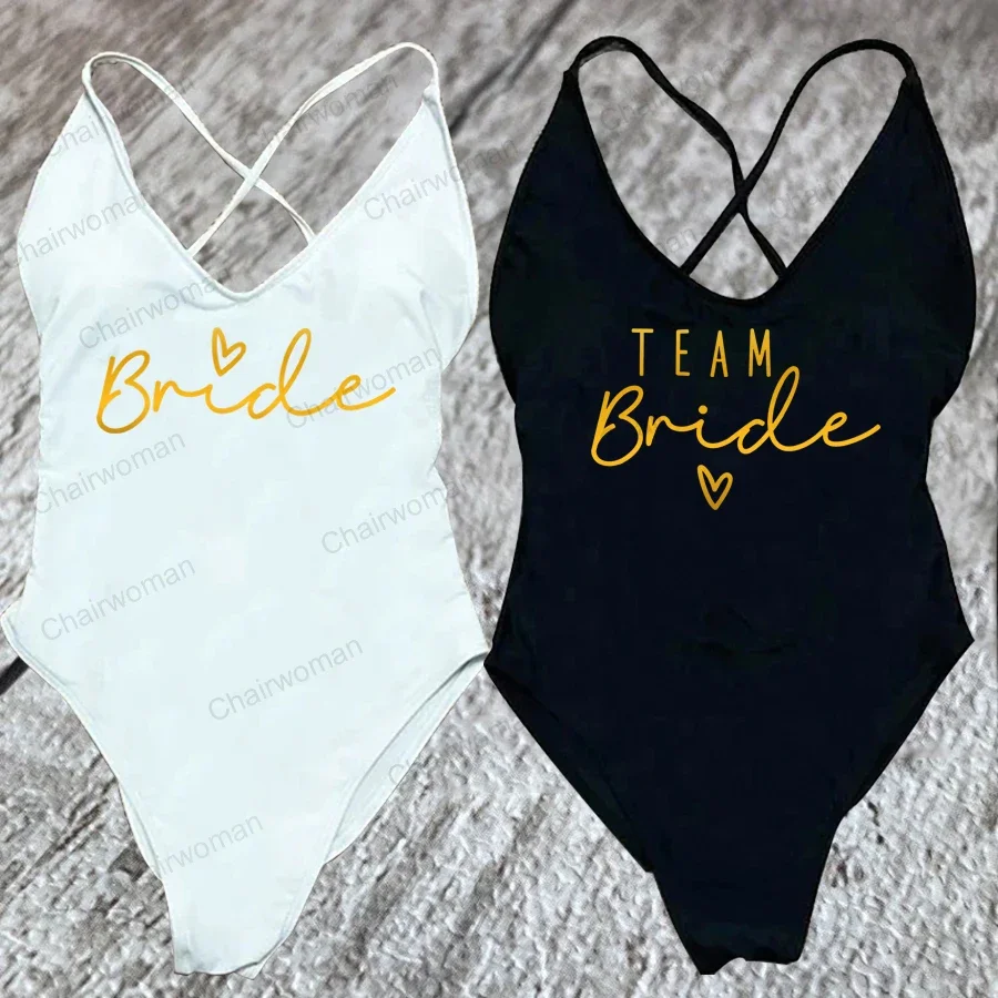 

Sexy Padded One Piece Swimsuit Women Team Bride Swimwear Bikini Summer Bathing Suit Plus Size Beachwear Bachelorette Party Lady
