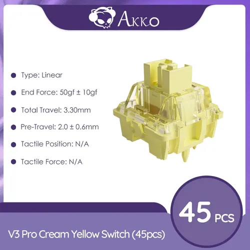 Imagen 2 del producto Akko V3 Pro interruptores táctiles/interruptor lineal para teclado mecánico paquete de 45 Uds reemplazable Outemu Gateron Cherry MX interruptor de llave