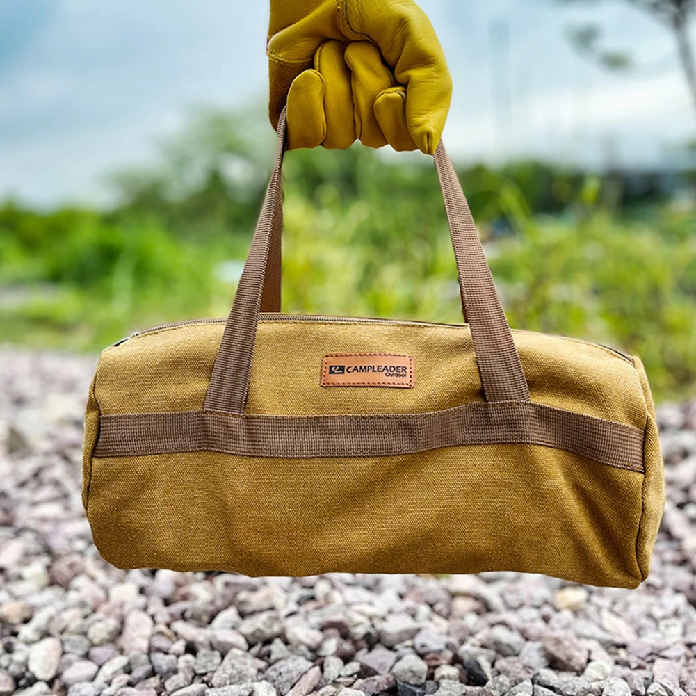 

Ground Nail Bag Portable Tent Ground Nail Wind Rope Hammer Pouch Cylinder Canvas Large Capacity Handbag for Outdoor Picnic