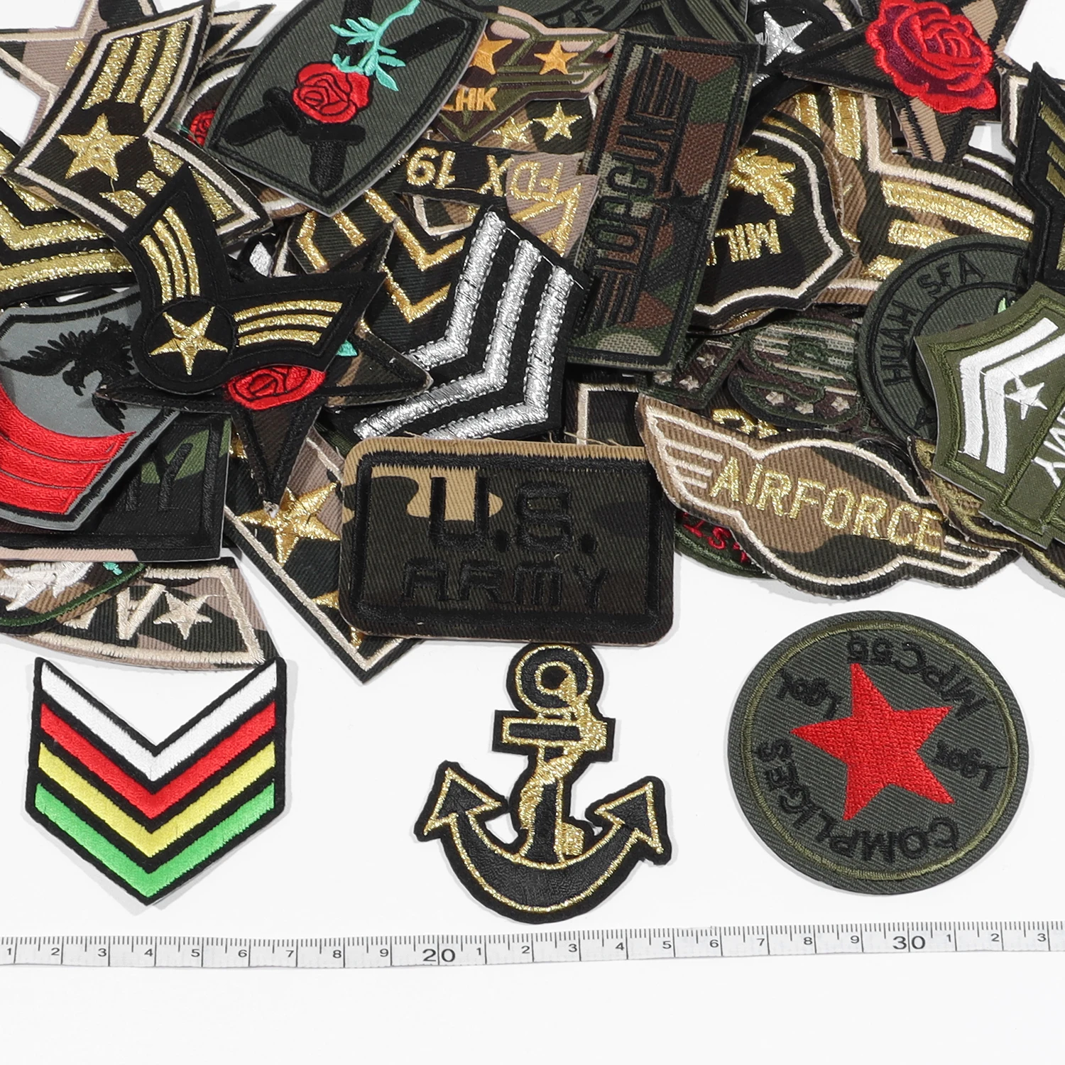 50Pcs Random Morale Patch Bundle, Full Embroidery Loop and Hook Patches Set for Caps, Bags, Backpacks, Vest, Gears Etc