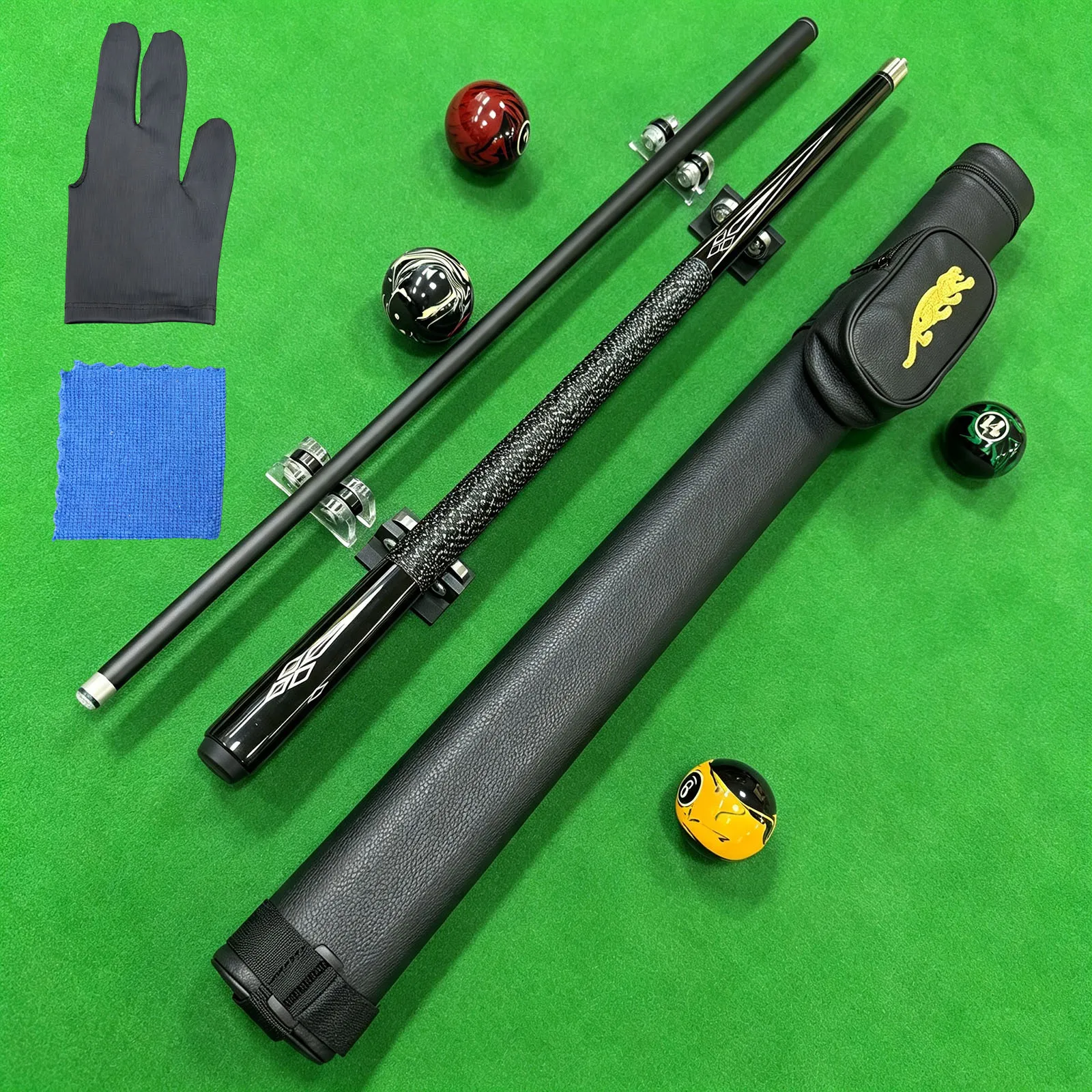 Premium Pool Cue Set, Large/Medium/Small Tips Optional, 1/2 Cue with Cue Case, Great Holiday Gift