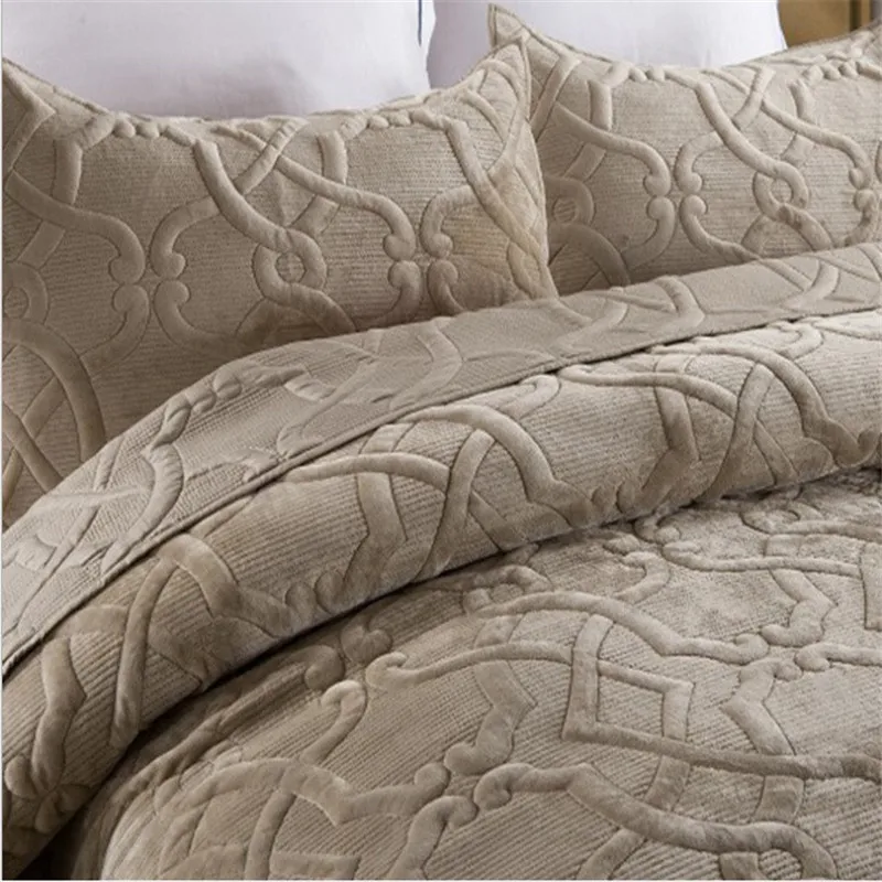 Imagem -03 - Colcha Marrom Escura com Padrão Geométrico Colcha Costurada Velo Acolchoado Colcha de Veludo de Pelúcia Cama Macia Coverlet 2pillow Shams