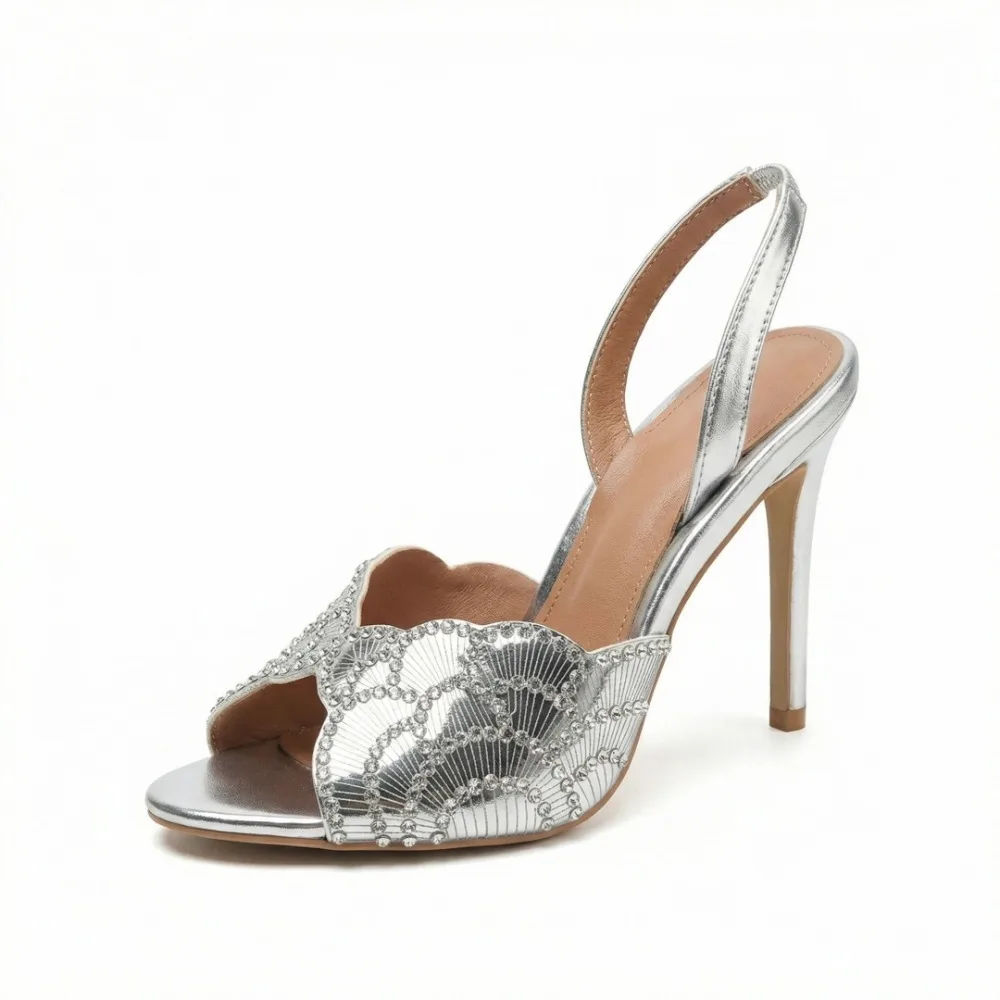 

Модные босоножки на высоком каблуке с пайетками 2026 года для подиумных показов, европейские и американские женские сексуальные цельные сандалии с пряжкой