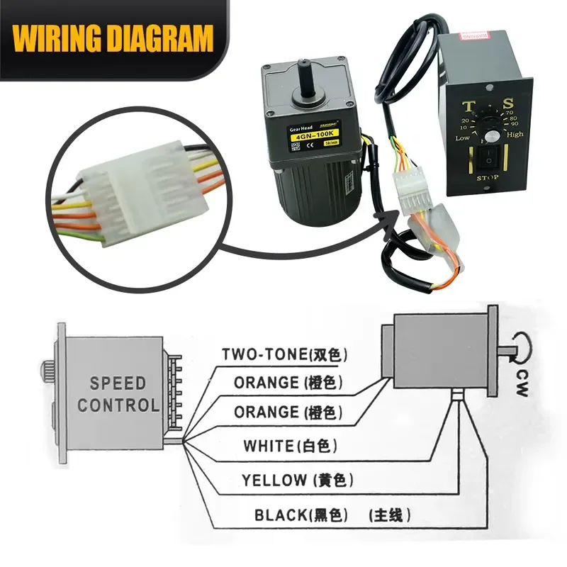 25W Micro AC Motor 220v 50/60hz Asynchronous Motor Induction Motor Shaft 10mm + Speed Controller 1350RPM for Packaging