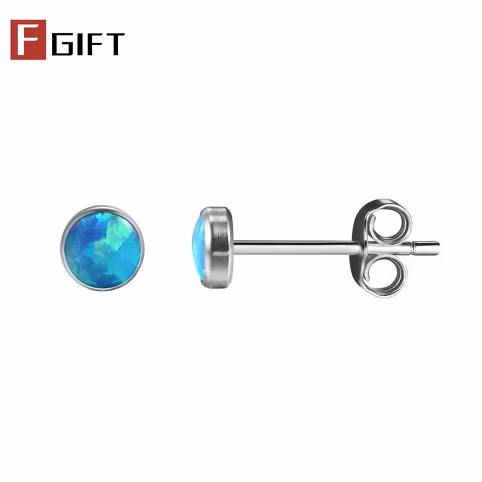 5 paar F136 titanium opaal oorknopjes, luxe oorknopjes voor in het oor, glitter wit, blauw, roze, groen opaal oorbellen voor dames