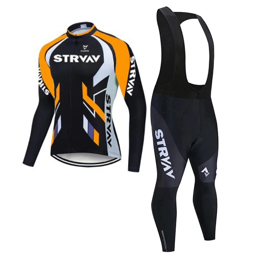 

Strvav-men's long-sleeve cycling shirt set, quick-dry, bicycle clothing, MTB, spring and autumn