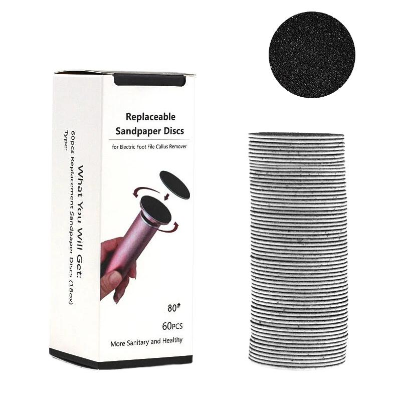 60pcs Replaceable Sandpaper Disc Cuticle Callus Remove Tool For Electric Foot File Callus Hard Remove Dead Skin Pedicure Tool