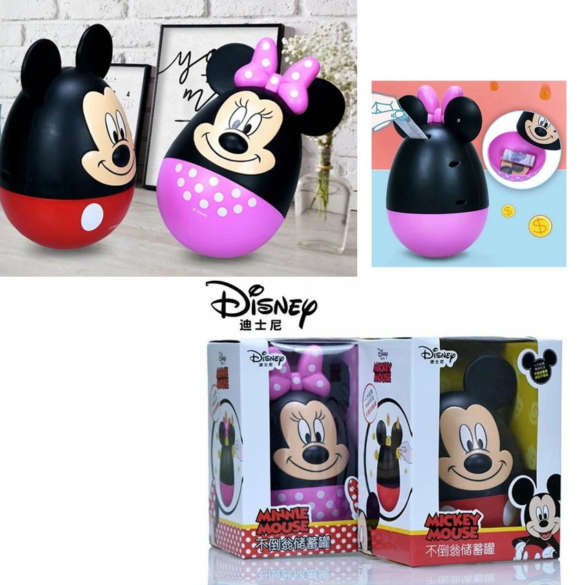 Disney Mickey Mouse Minnie Piggy Bank Mickey Mouse Coin Box PVC Action Figure Toys for Children Gift Money Box toys