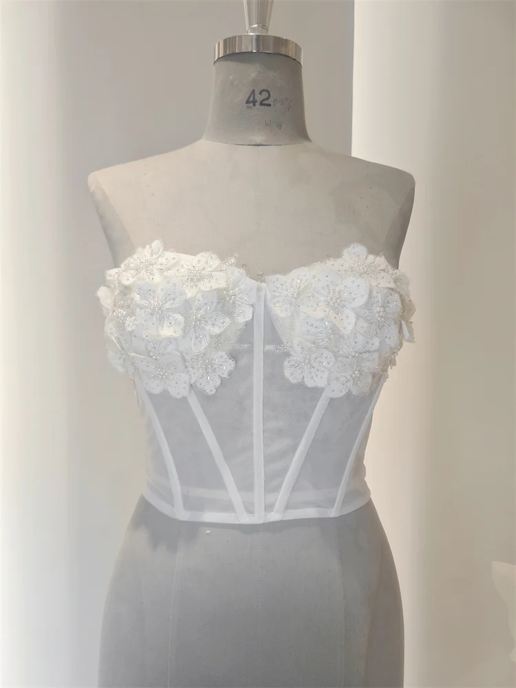 

Real Photo Beautiful Women Corset With 3D Flowers Hand Made Beading Bustier Bridal Wear Women Jacket Wedding Dress Accessories