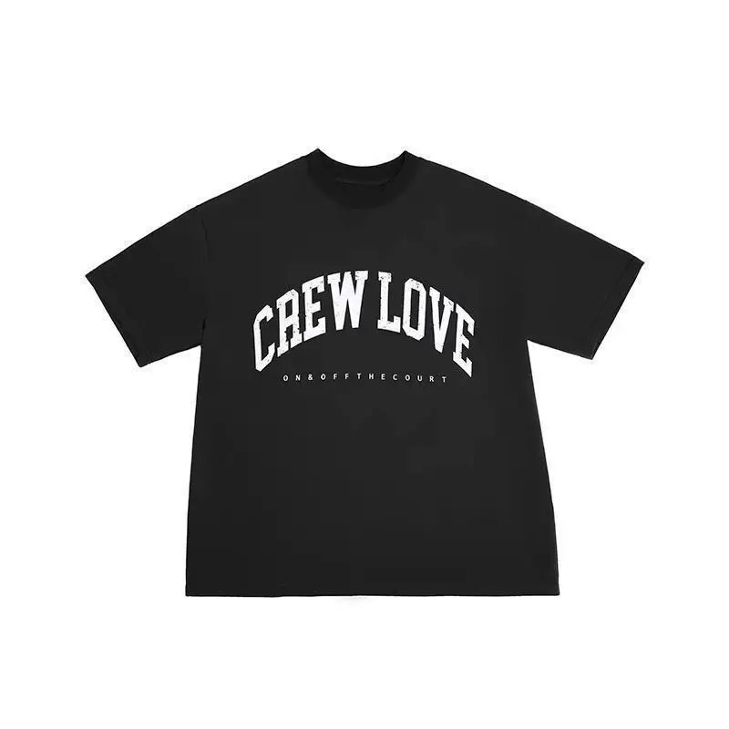 2025 New Crew Love Streetwear T-shirt Set Short Sleeve Tops with On & Off The Court Print and Vintage Sport Design Casual