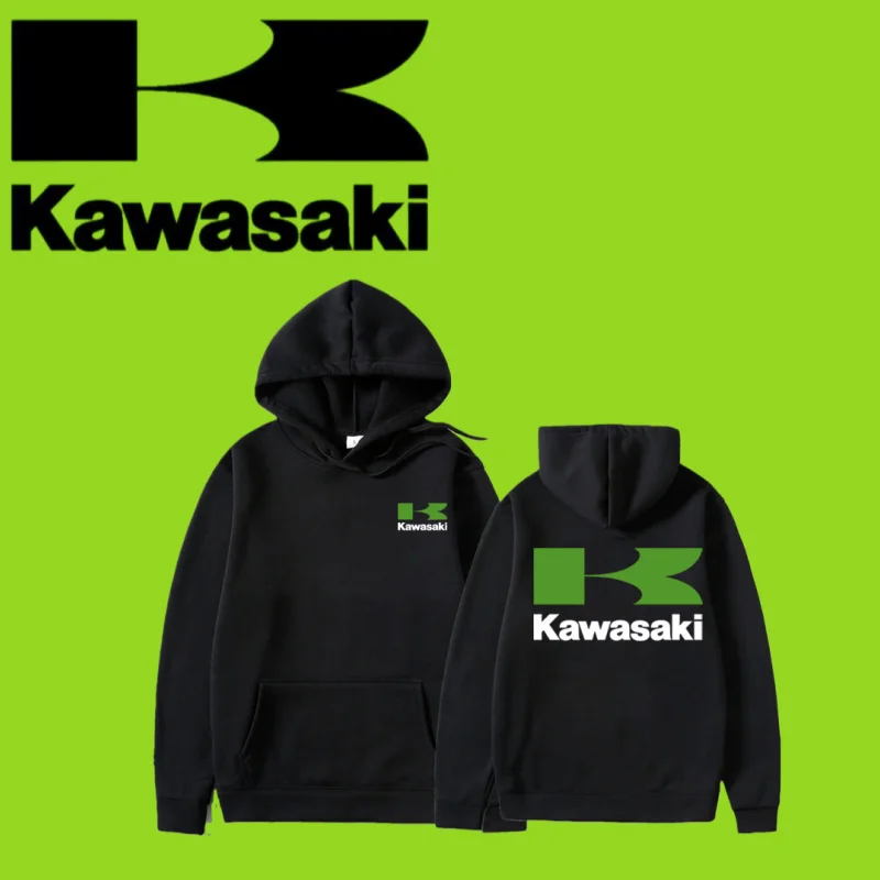 

Kawasaki Motorcycle Logo Hoodie 2025 Autumn/Winter New Style, 100% Pure Cotton Loose Casual Hoodie with Autumn/winter Print