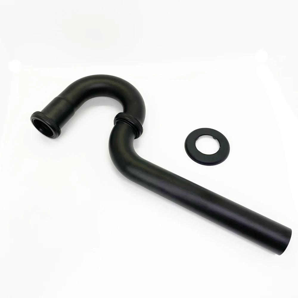 Black Bathroom P-Trap Set Sink Drain Pipe Fittings Deodorant Wash Basin Waste Trap Plumbing Universal Bathroom Pipe Drain Pipe