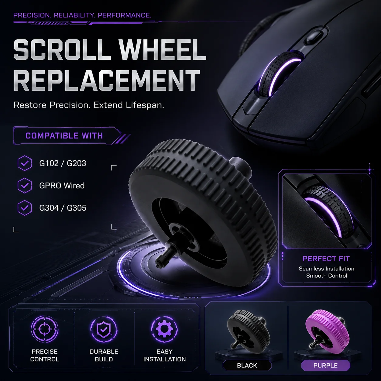 Wheel Mouse Roller Scroll Pulley Replacement for Logitech G102 G304 G305 Gaming Mouse,1PC Mouse Roller Accessories