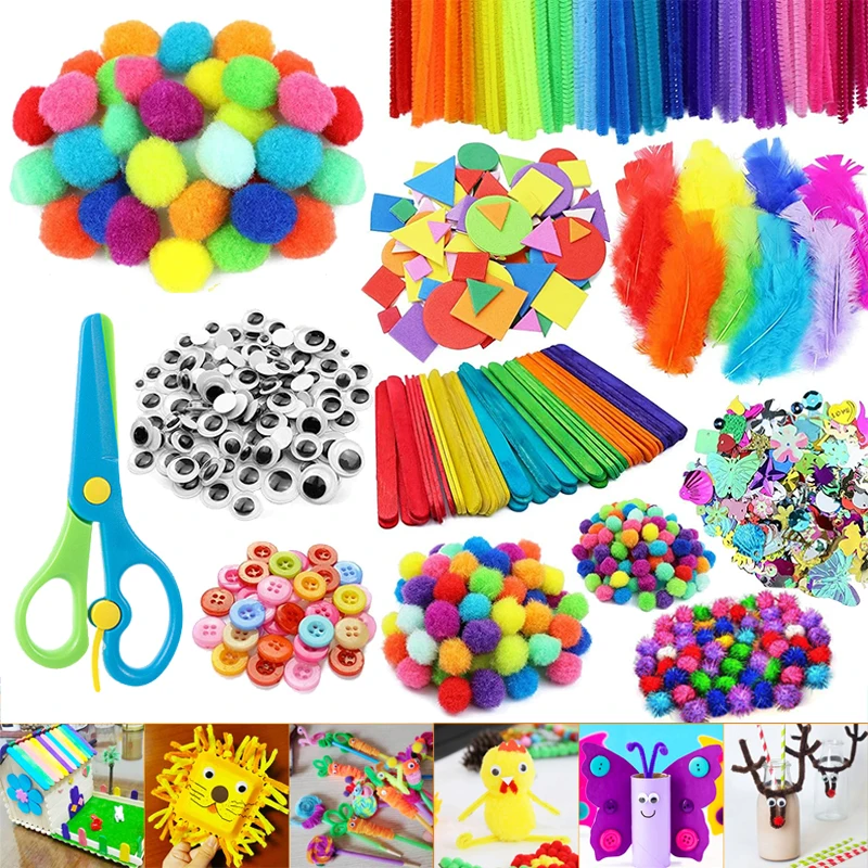 مجموعة الحرف اليدوية الملونة للأطفال DIY اللعب لغز ألعاب الحرف اليدوية مجموعة لوازم الحرف اليدوية مجموعة التواء قضيب أفخم الكرة زر TMZ #1