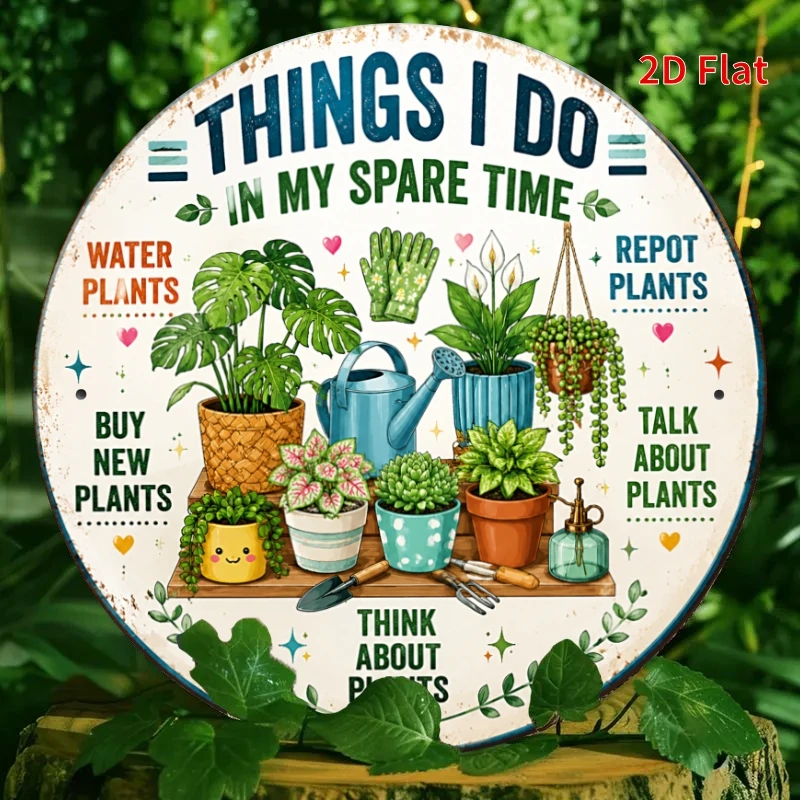 2D Flat, [Plant Lover Decor] 2D Flat, Decorative Sign 2D Flat, [2Dflat], 1pc 20x20cm- Metal Aluminum Plaque, Things I Do In My S