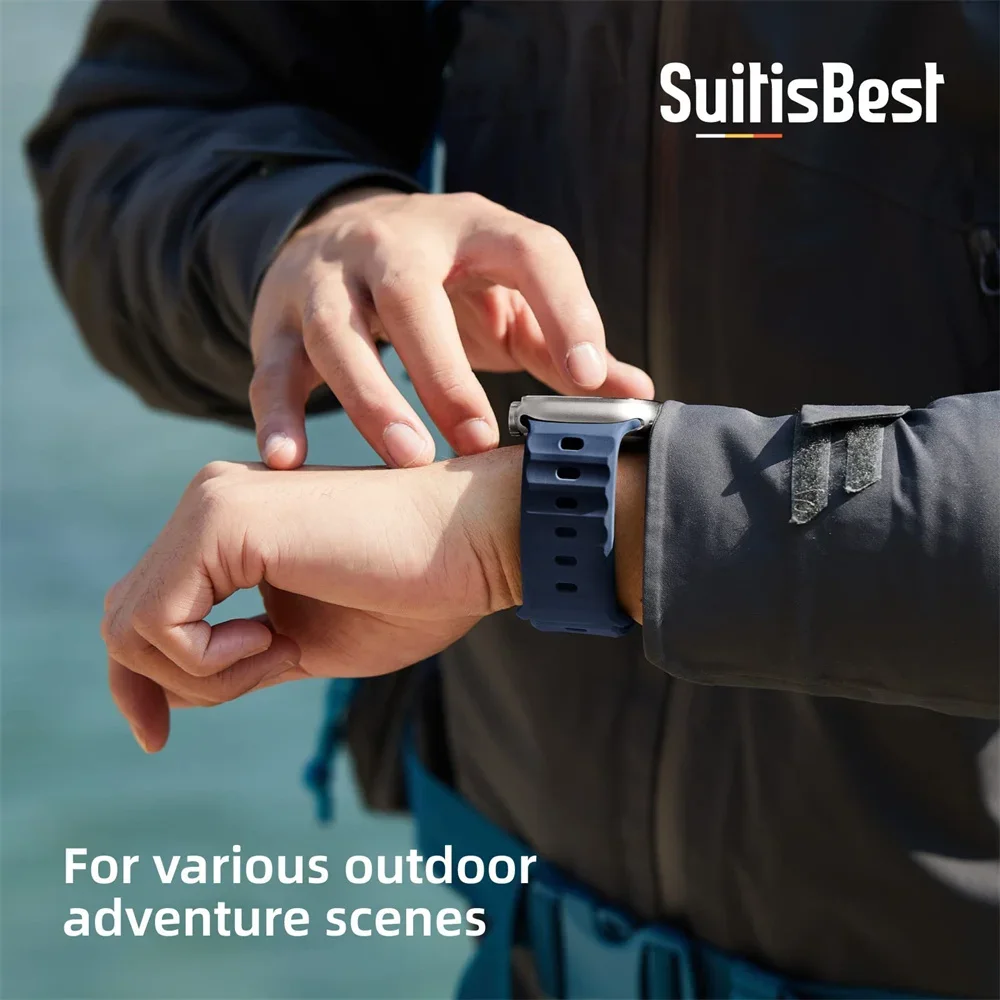 Sport Strap For Apple Watch Ultra band 49mm 45mm 44mm 42mm 41mm 40-38mm Silicone Air hole Bracelet iWatch Serie10 9 8 7 6 SE 5 4