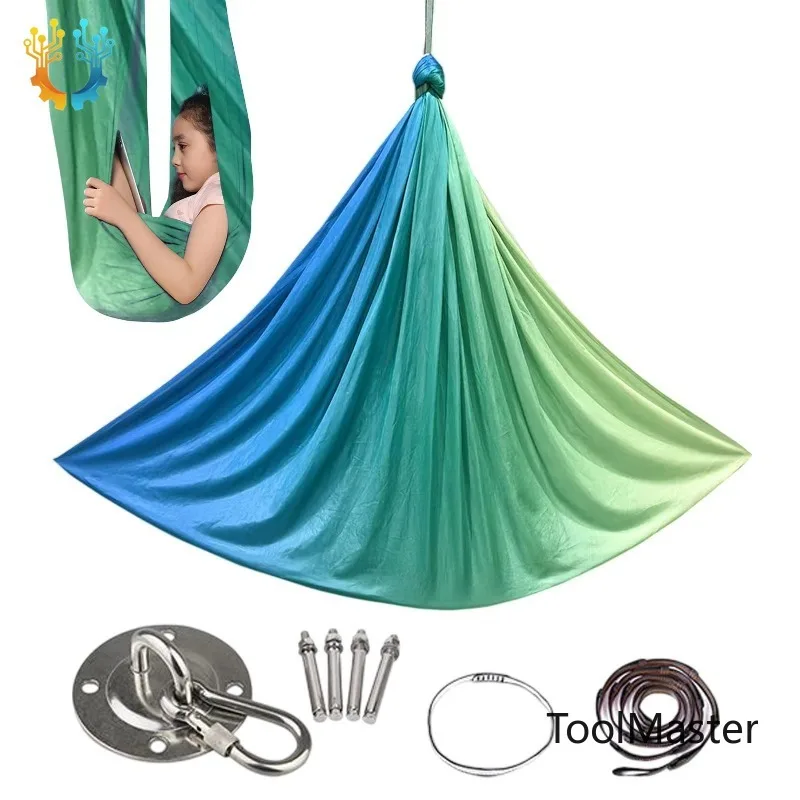 

【2026】Elastic Sensory Swing Hammock Aerial Yoga Hammock Adjustable Aerial Yoga Adult Healing Hammock Swing Set Elastic Fabric Ha