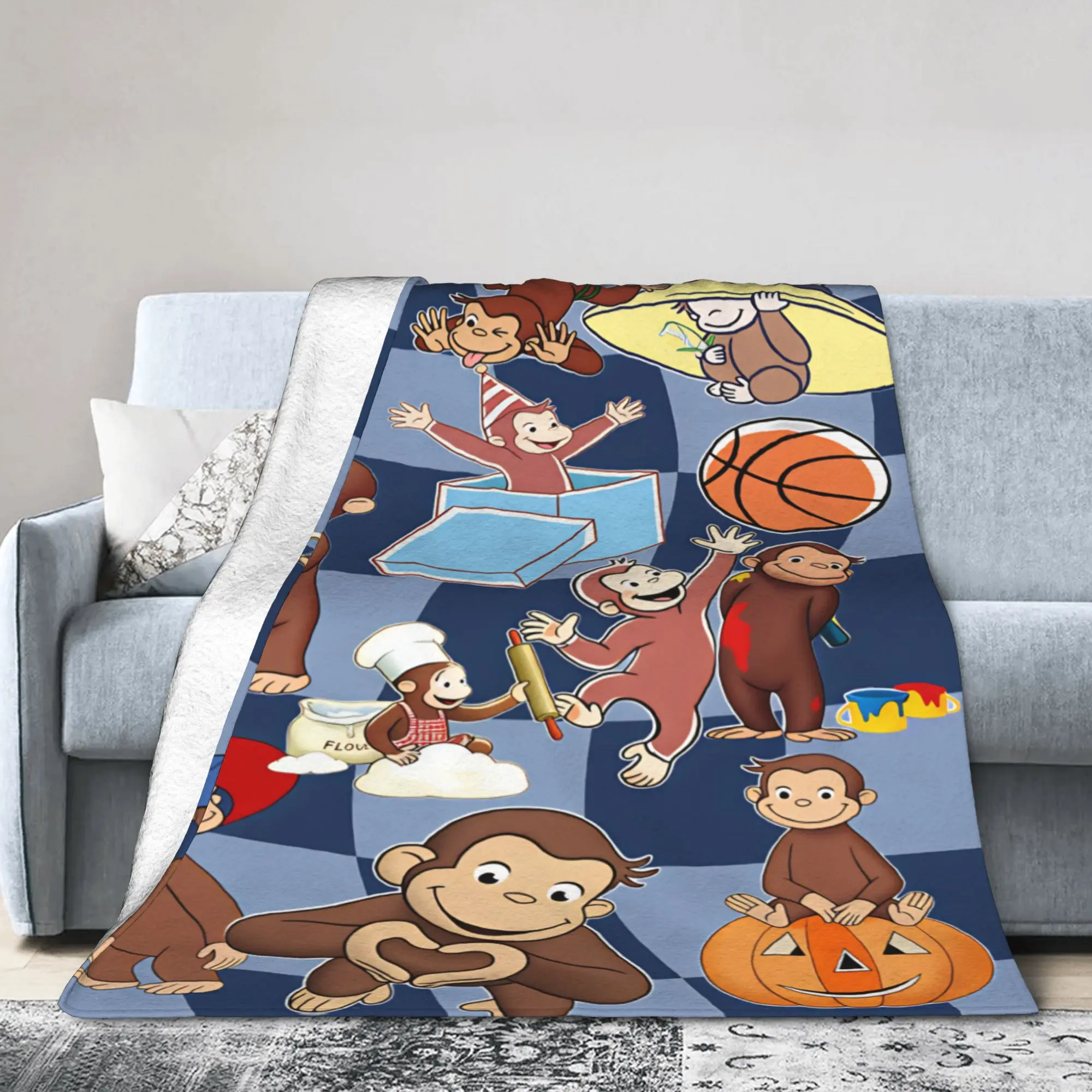Curious George Fun Moments Blanket Soft Comfortable Plush Throw Blanket For Home Decor Decorative Flannel Bedspread Bed Cover