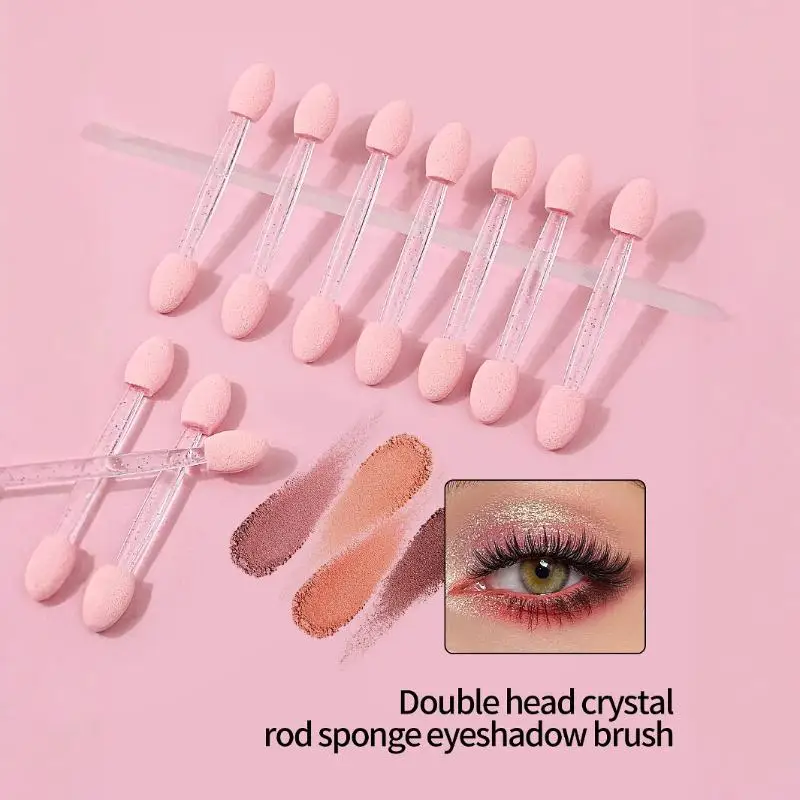 (HG) 2 uds pincel delineador de ojos en ángulo + 50 Uds. Barra de sombra de ojos de esponja de doble cabeza, delineador de ojos con contorno preciso/sombra de ojos mezclada