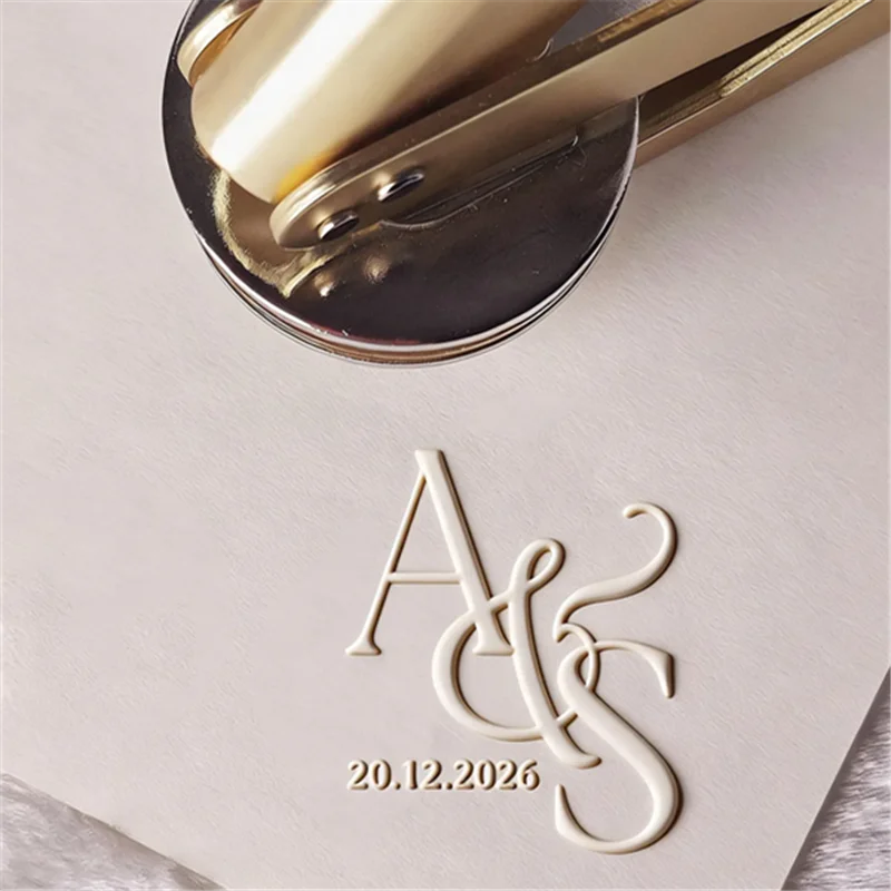 

Custom Initials Embosser stamp,Wedding Embosser Personalized Embossing Stamp, Address Stamp, Form the Library Embosser